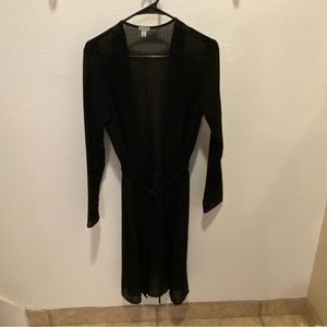 GUESS Black Long Sleeve Sheer Swim Suit Cover Up/Robe Size Small